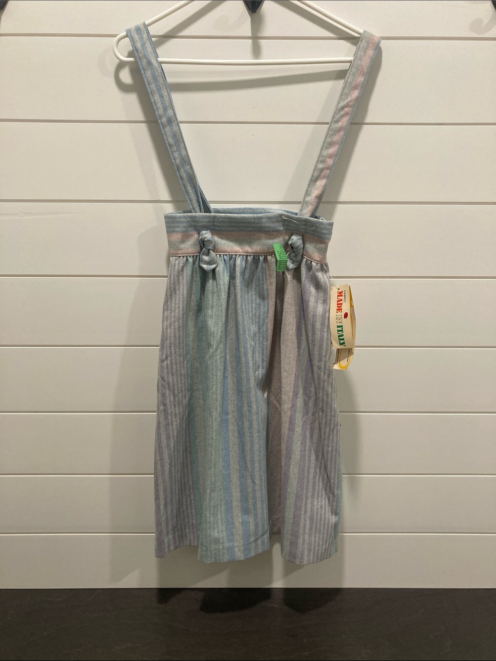 Vtg 70s80s RG New York by Russ Teen Pastel Striped Pinafore Dress Sz 8 Deadstock